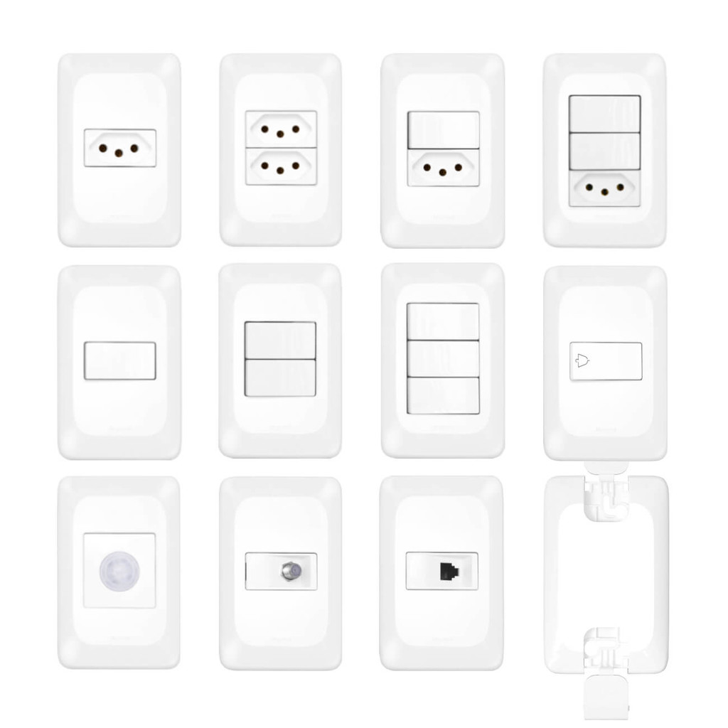 Kit Personalizado Tomada e Interruptor PIAL PoP Legrand Tomada 10A 20A Interruptor Simples Paralelo