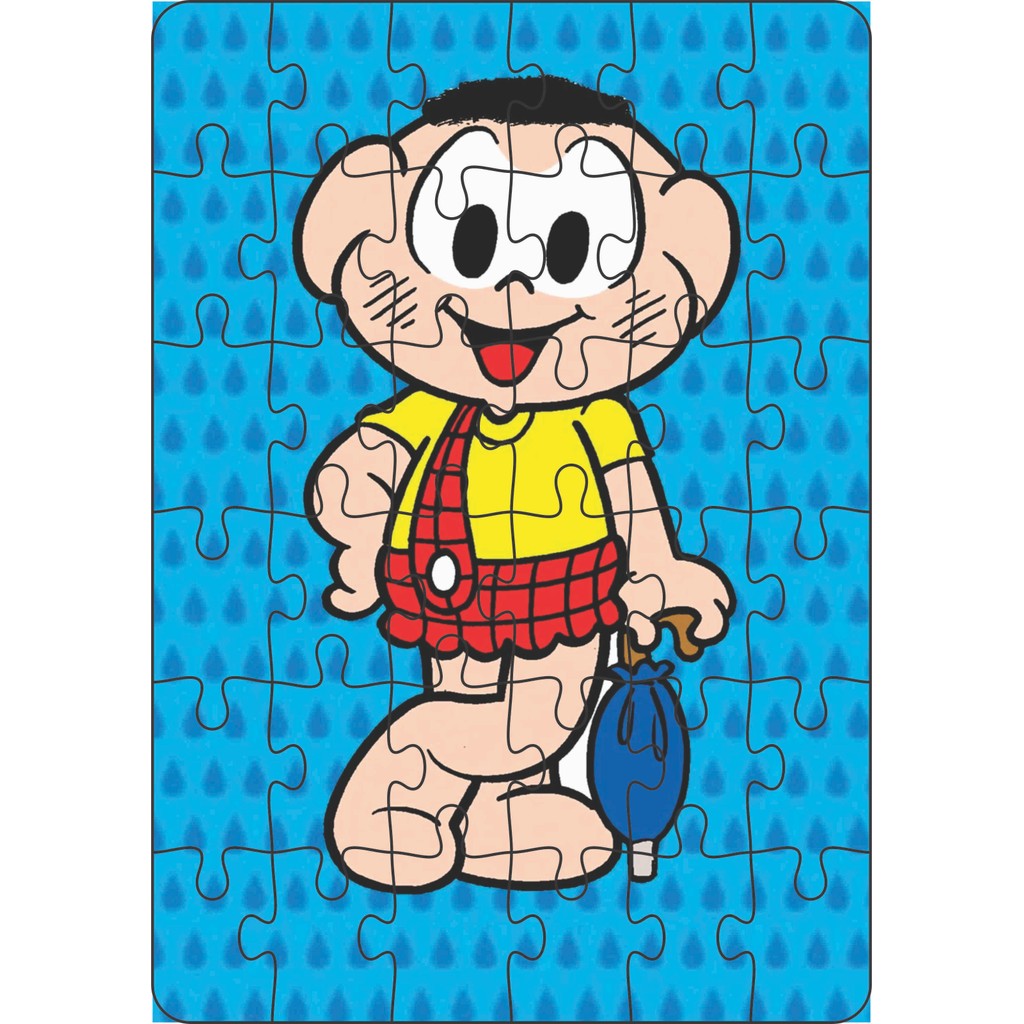 Jogo Quebra-Cabeça Jogo Infantil Educacional Cascão (Turma da Mônica) 36 peças MDF 18x26