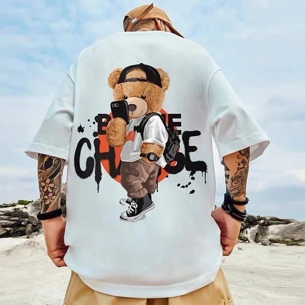 Camisa Algodao Premium Camiseta Básica Believe Change Teddy Bear Verao Top Envio Ja