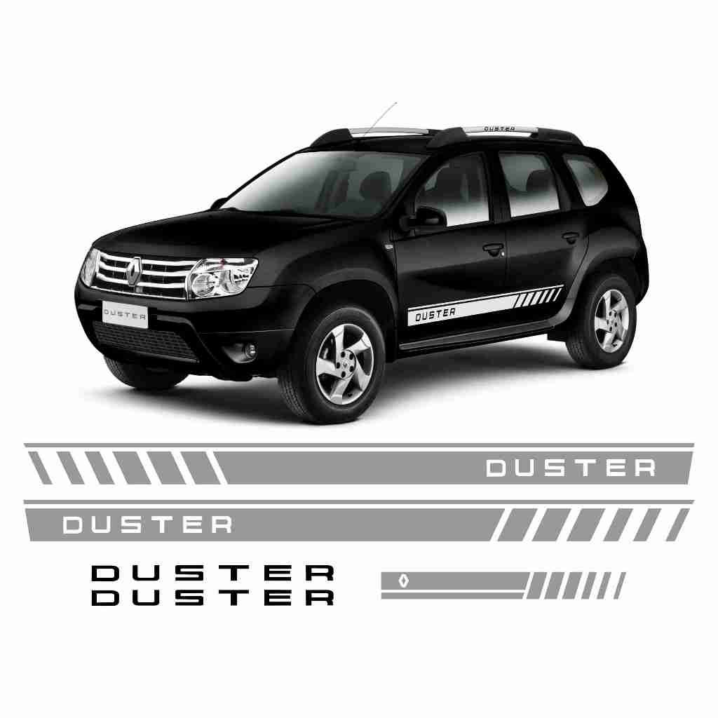 Kit 5 Adesivos Duster Bagageiro Rack E Faixas Laterais Traseira Sport Acessório Tuning Sticker RN43