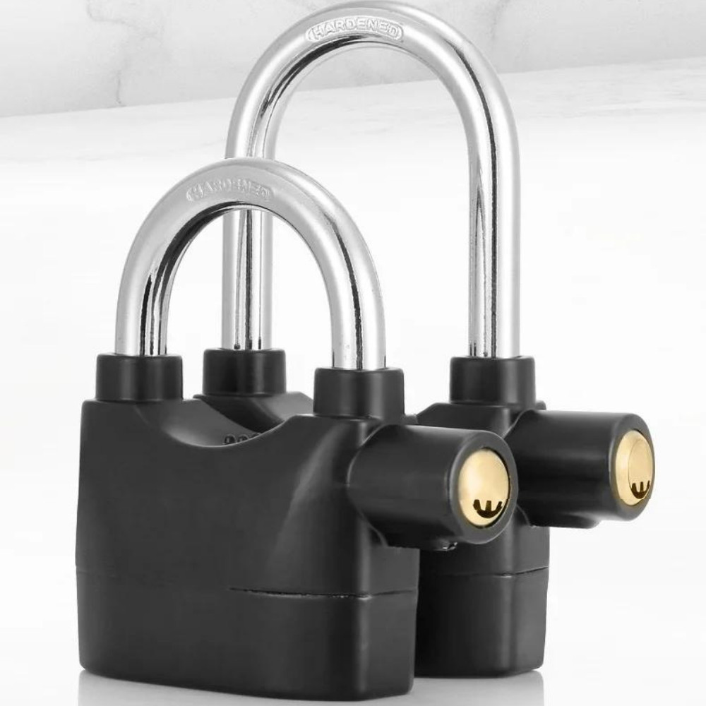 Imagem Cadeado Com Alarme Sonoro Prova De Água Anti-furto Moto Bicicleta Portão Casa 110db Chaves Baterias bosco