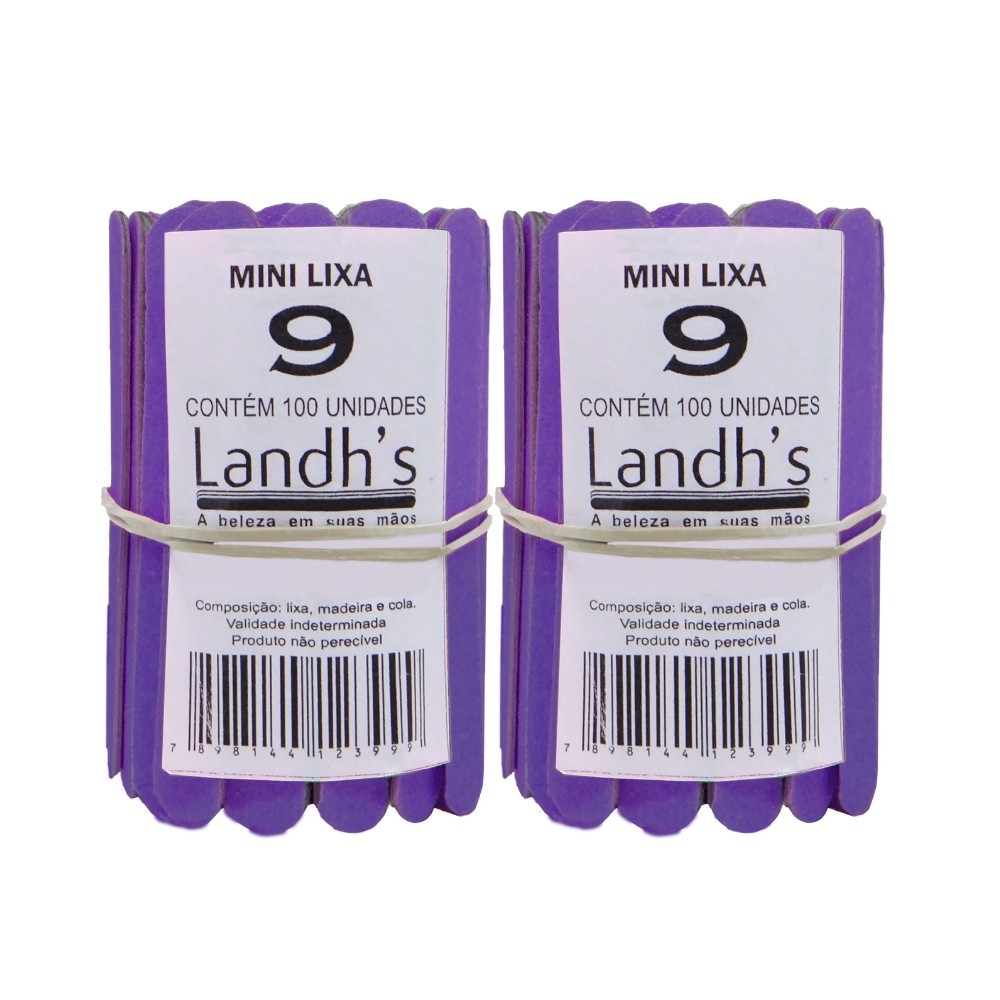 Kit com 200/100 Unidades de Mini Lixas De Unhas Roxas 9cm