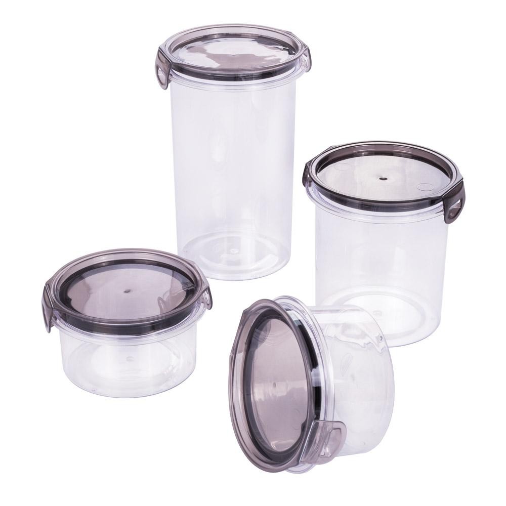Kit Potes Herméticos Trava Mais Cristal Plasútil 4 Peças - Home & Living