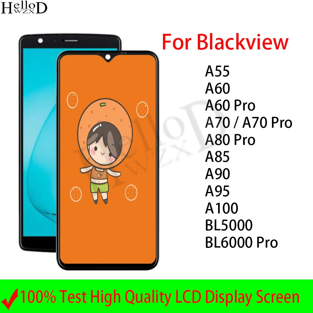 Tela LCD compatível com Blackview A55 A60 A80 Pro A70 A85 A90 A95 A100 BL5000 BL6000 conjunto de digitador com sensor de