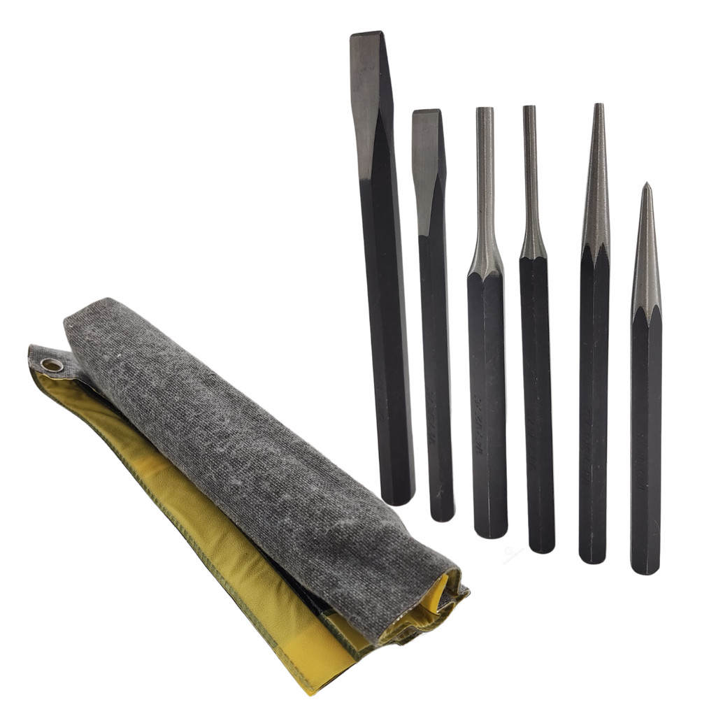 Kit Jogo Saca Pino Talhadeira e Punção 6 Peças + Capa