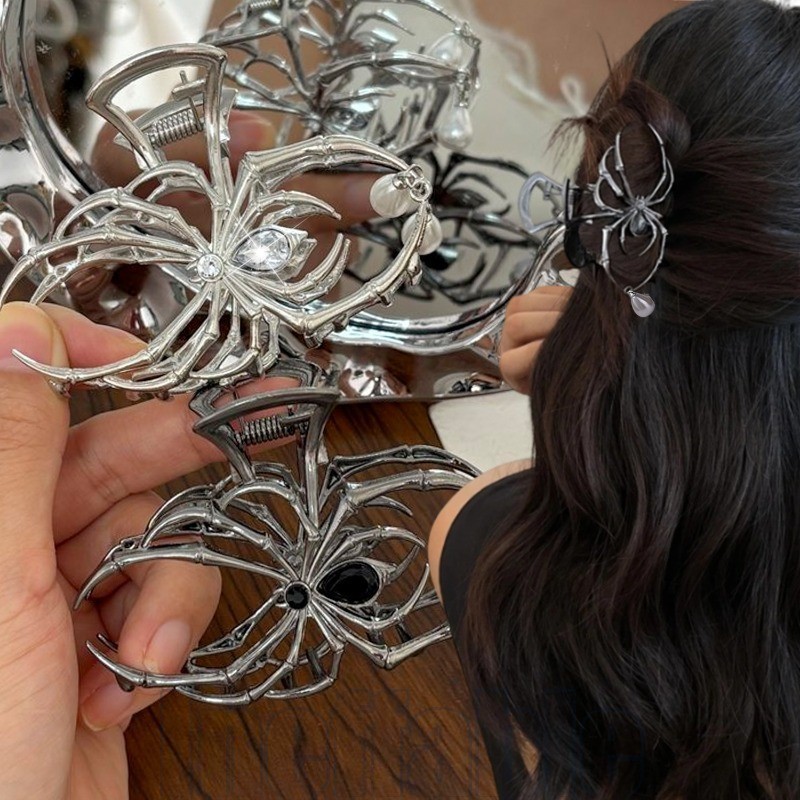 3 Peças De Grampo De Cabelo De Aranha De Halloween-Presilhas Elegantes-Garra Com Pérola-Prendedor Punk Gótico-Chapéu Ace
