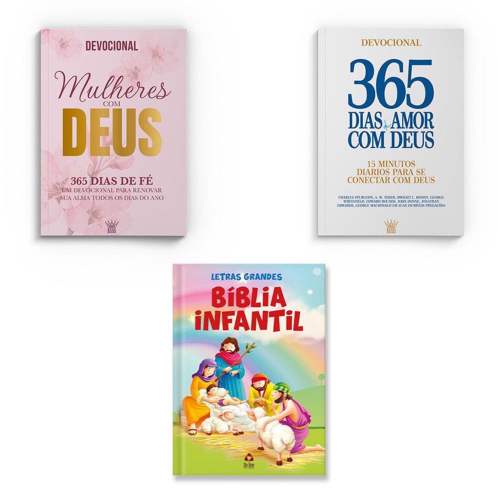 Combo da Família com Deus - Kit com 2 Livros Devocionais + Bíblia Infantil em Oferta na Shopee