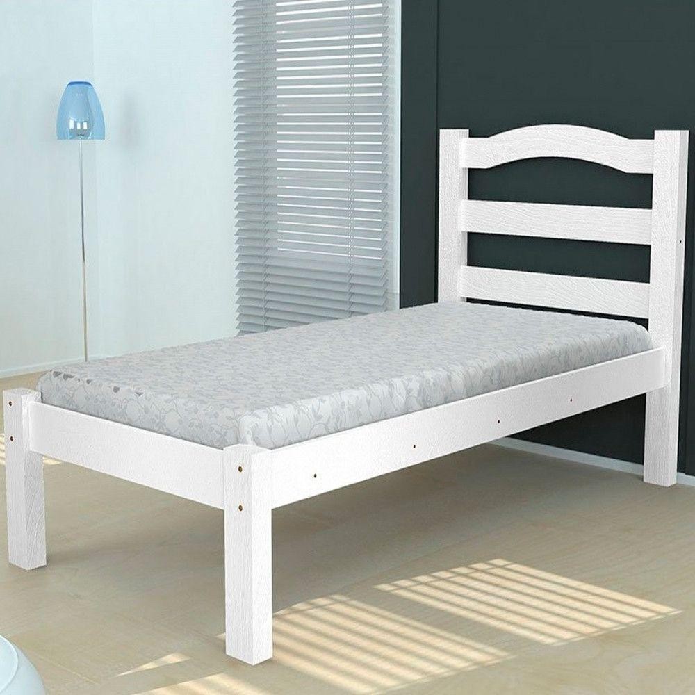 Cama Solteiro Robusta Madeira Maciça Branca Brilho Araúna em Oferta na Shopee