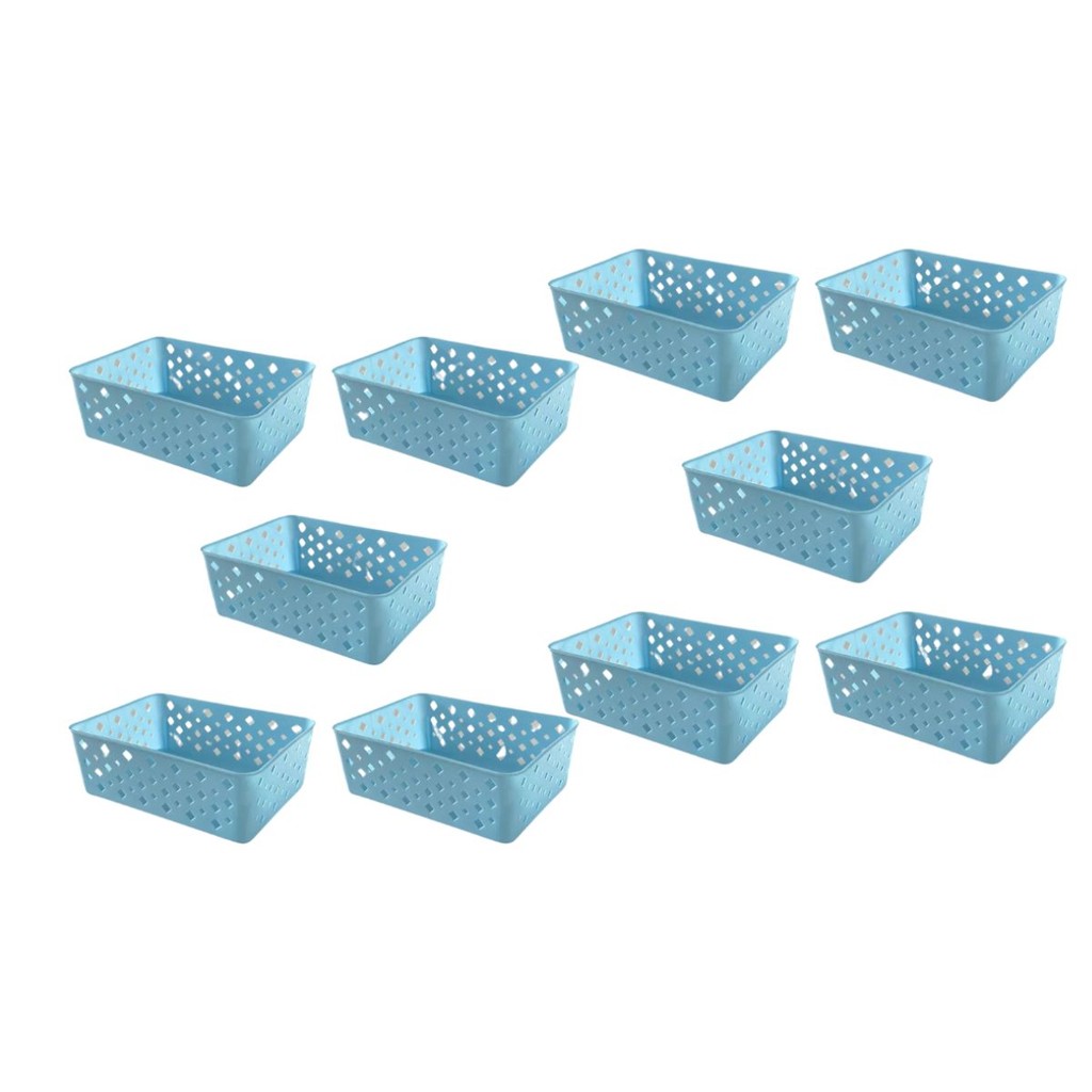 KIT 10 CESTOS ORGANIZADORES PREMIUM AZUL em Oferta na Shopee