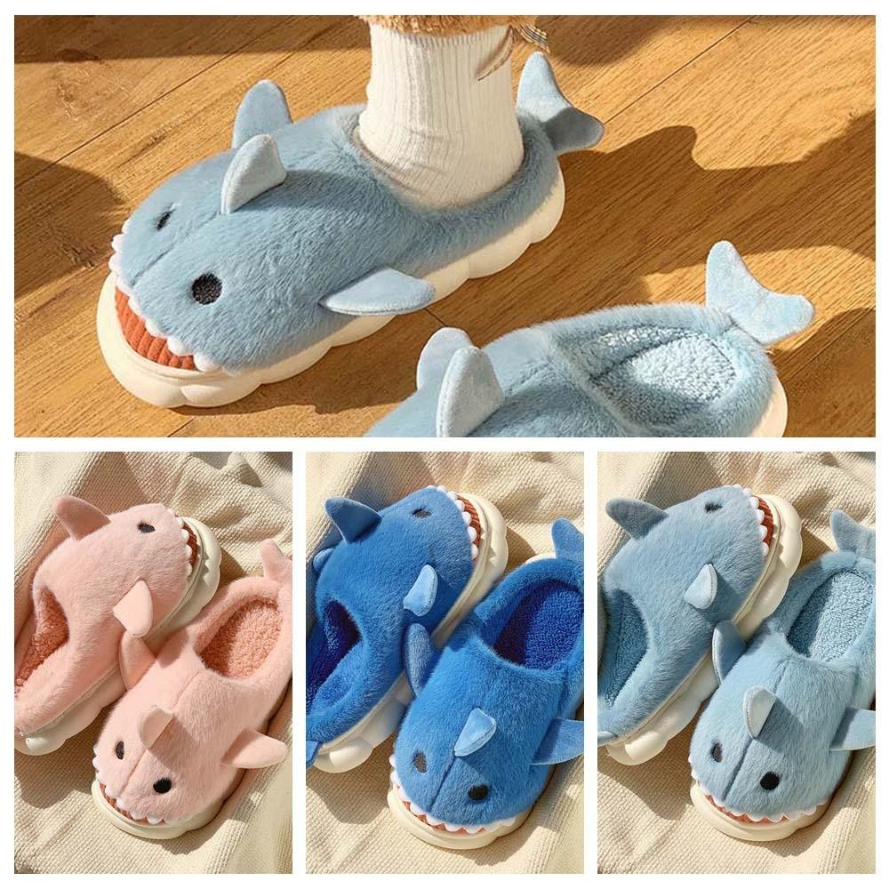 Chinelos De Pelúcia ADAMES Shark , Tubarões Nublados , Sapatos De Inverno Fofos Antiderrapantes