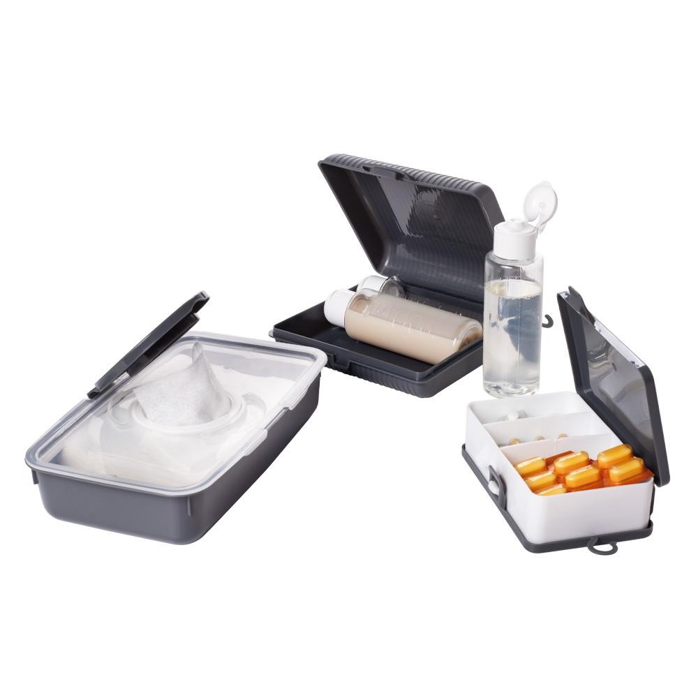 Kit 6 Peças Higiene Porta Lenço Box Multiuso Cinza Plasútil