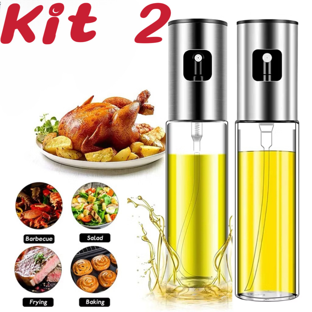 Kit 2 Spray Borrifador Azeite Vinagre Vidro 100ml   FANG