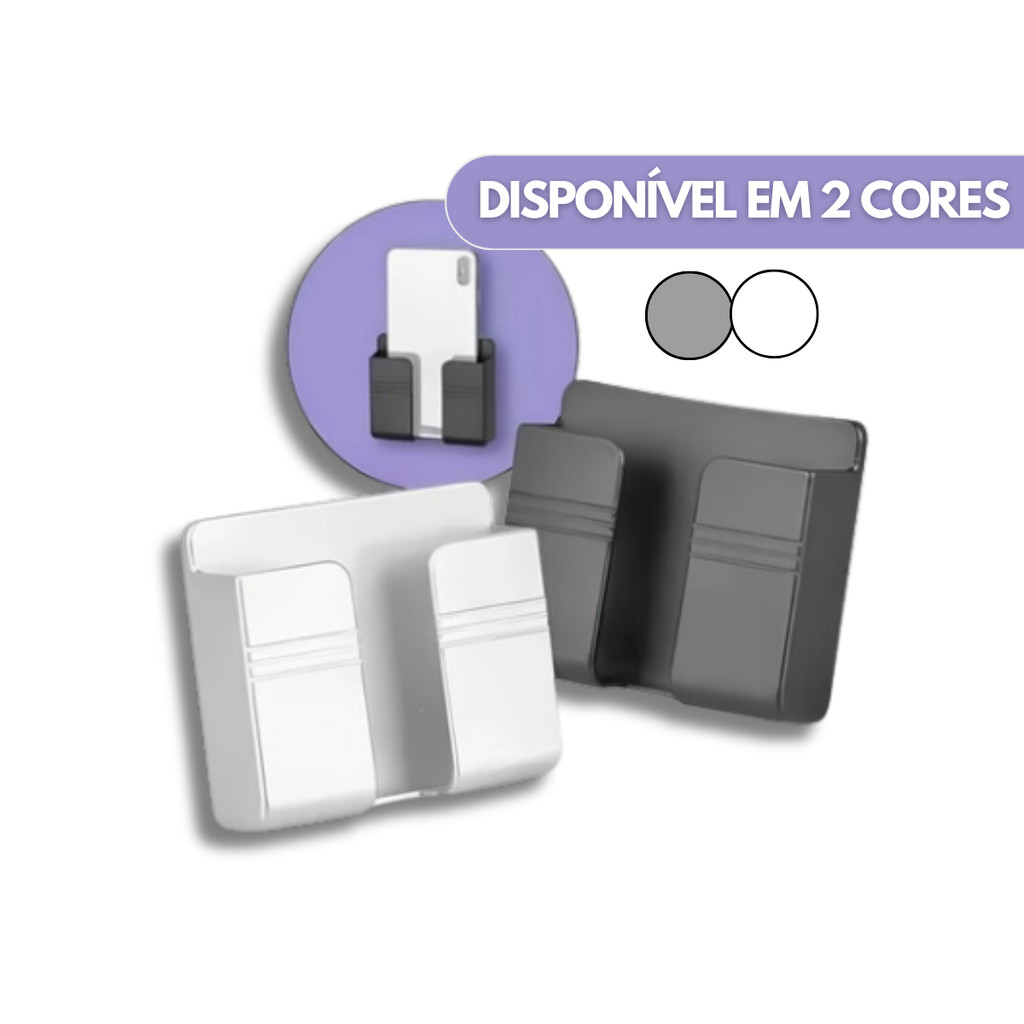 Suporte Organizador 10X9,5CM Multiuso De Parede Para Celular Controle Plástico Para Carregar  Multicolorido