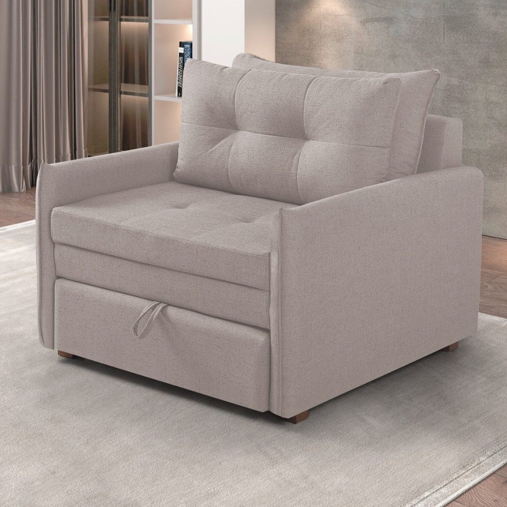 Sofá Cama Montreal Solteiro 95cm X 90cm  Champanhe Claro em Oferta na Shopee