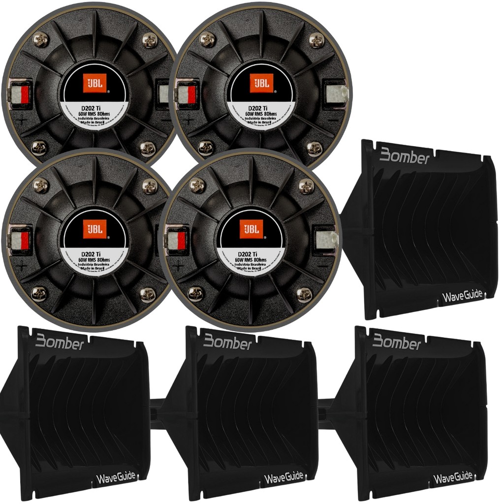 Kit 4 Driver D202ti 60w Rms Jbl 60w + 4 Guia De Ondas Bomber em Oferta na Shopee