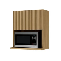Armário Aéreo Rainha Ripado Nesher MDF 1 Porta Nature
