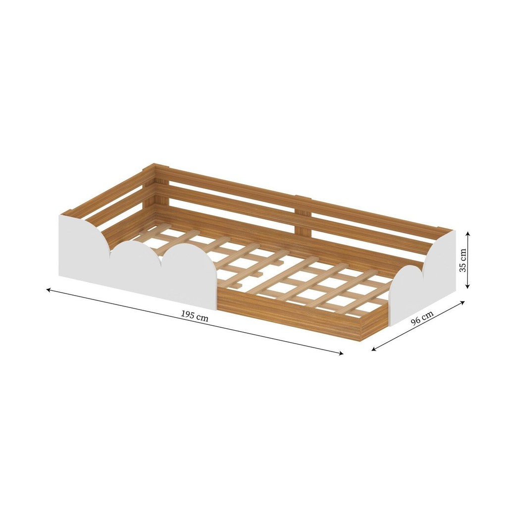 Detalhes do Cama Infantil Montessoriana Solteiro Cloud Branco/Freijó