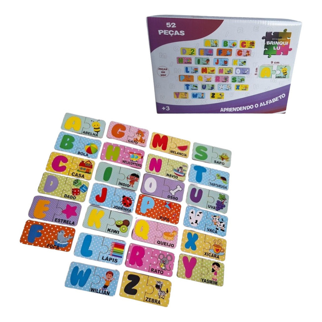 Jogo Encaixe Educativo Pedagógico Aprendendo Alfabeto Colorido Infantil 3-4 Anos