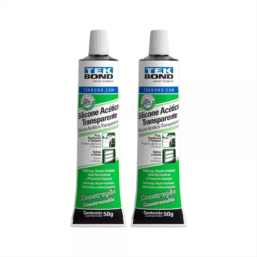 2 Adesivos Silicone Acético Construção Veda Porta Janelas 50g