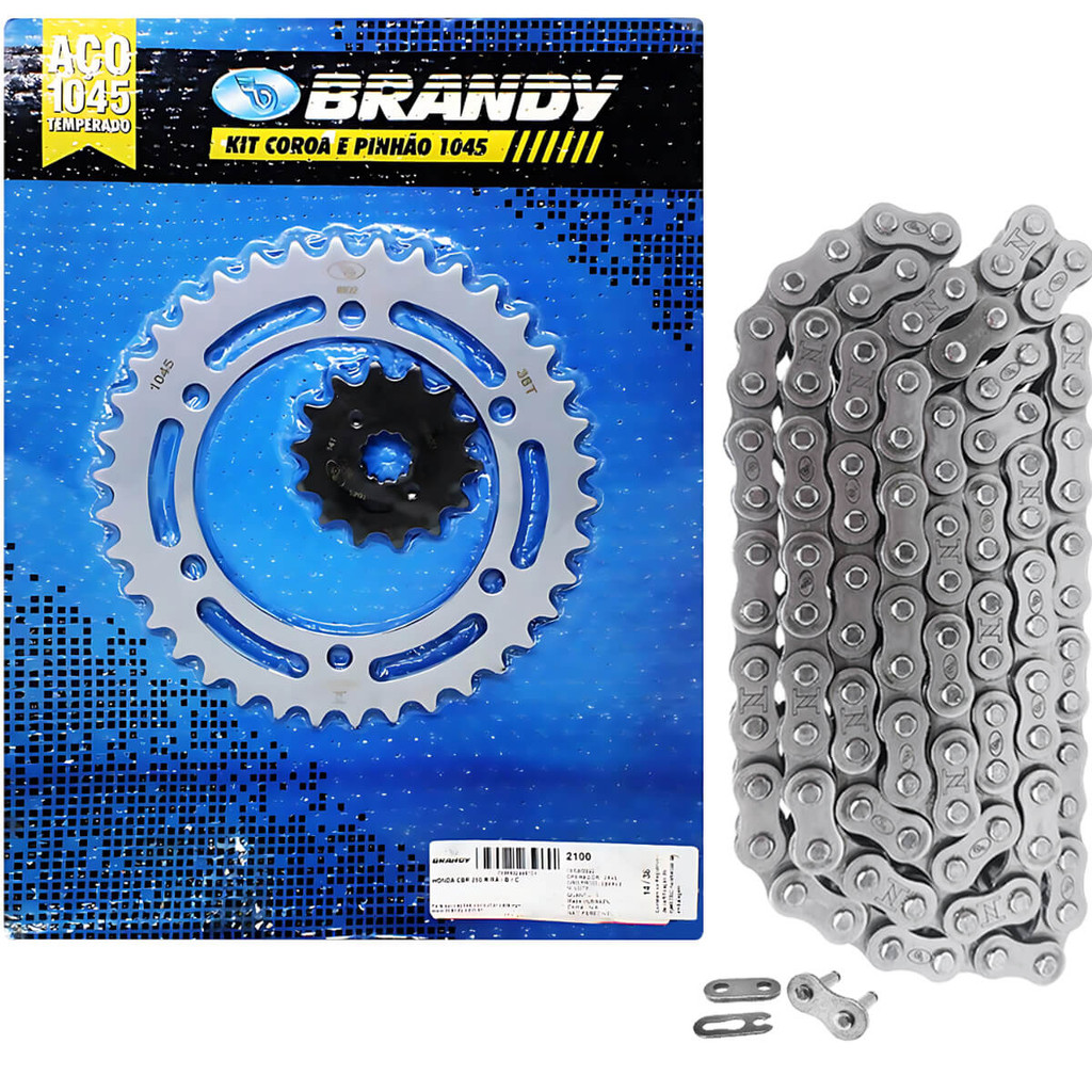 Kit Relação Transmissão Cbr 250 R 2012 a 2015 Reforçado Aço 1045 Brandy