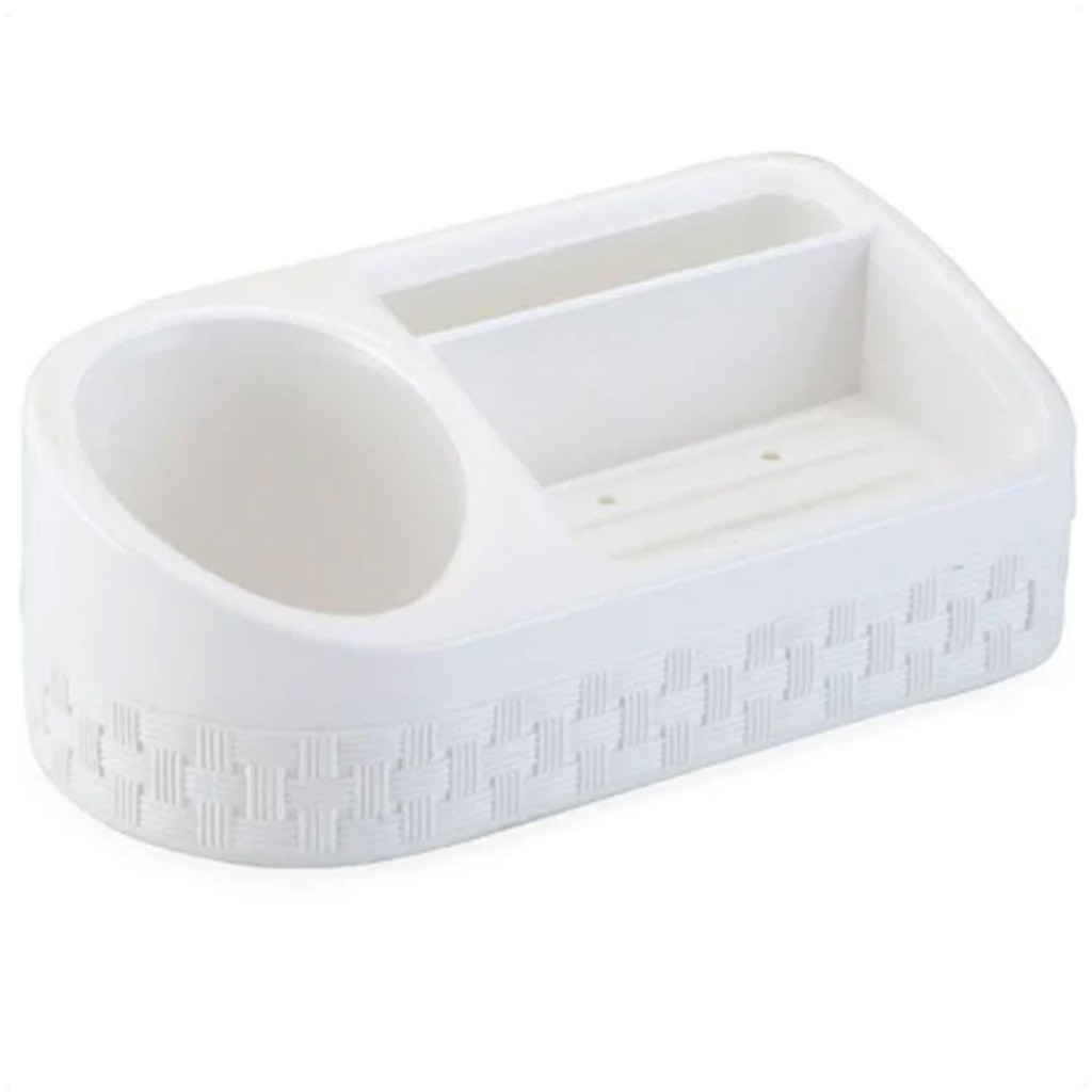 Porta Detergente E Esponja Com Base Branco Rattan Cozinha NITRONPLAST  133/B