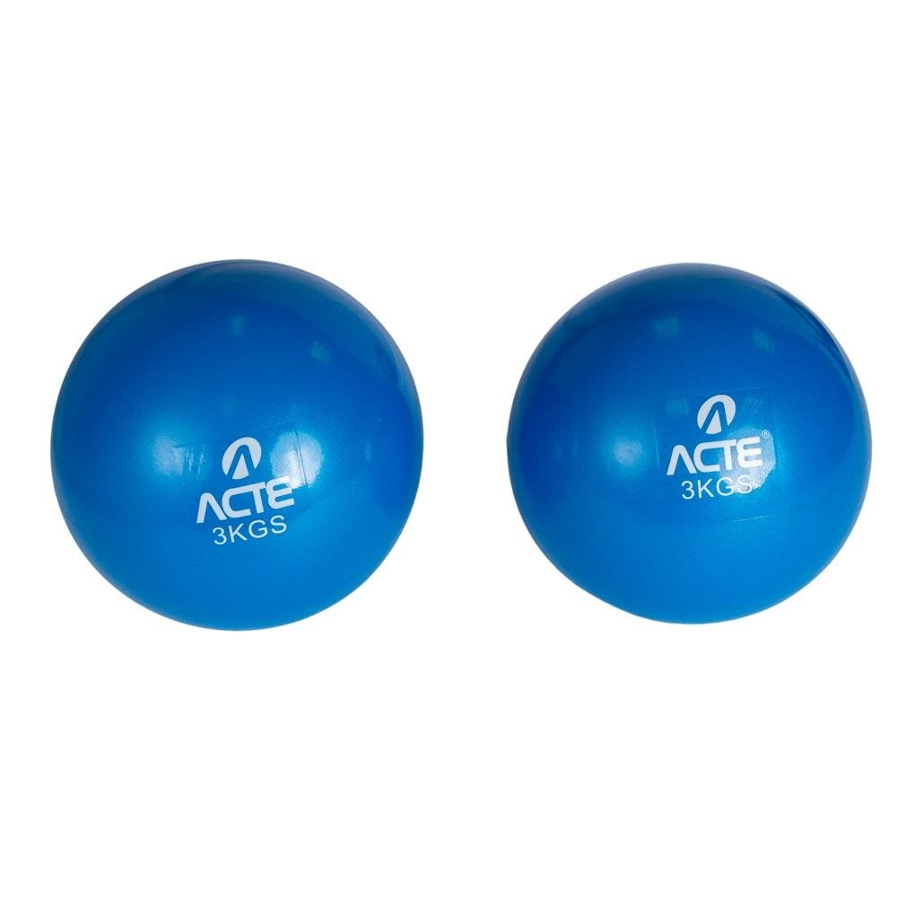 Par Bolas Tonificadoras 3kg PVC Areia T57 Azul Acte