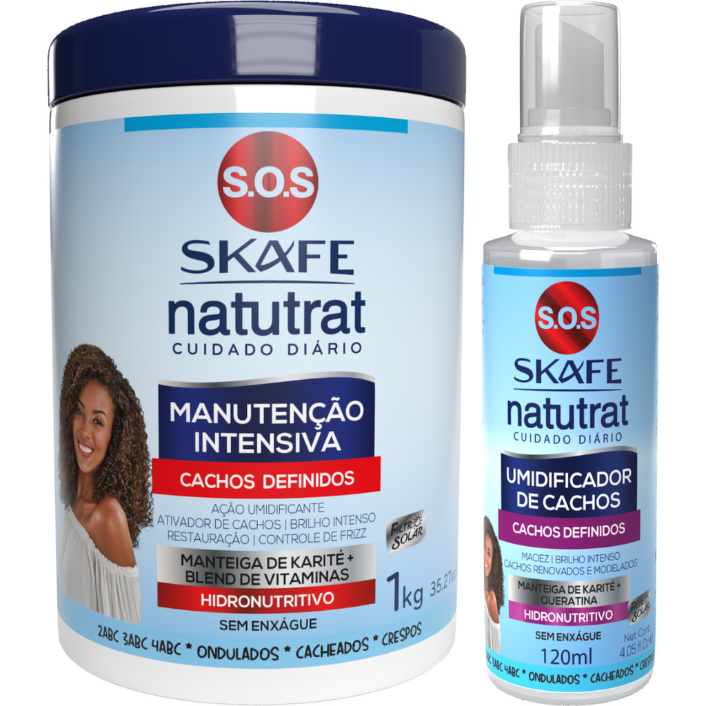 Kit Manutencao Intensiva 1kg + Umidificador de Cachos Natutrat Cuidado Diario