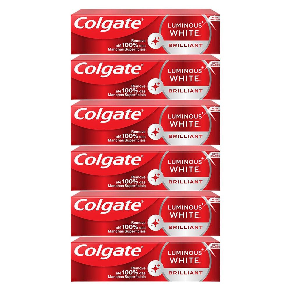 Kit Creme Dental Colgate Luminous White Brilliant 70g com 6 unidades