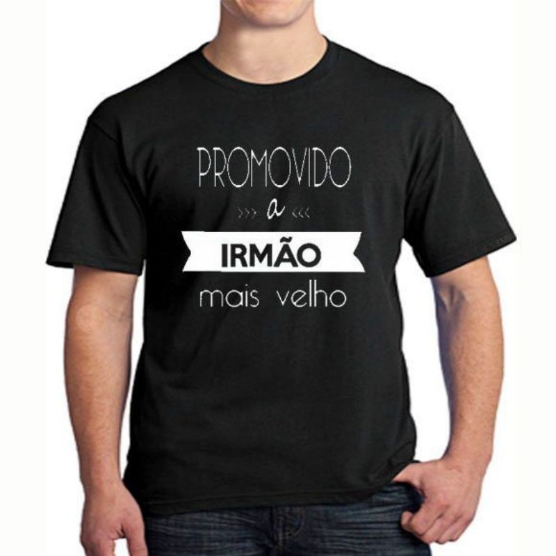 Camiseta Promovido a Irmão Mais Velho camisa masculina em Oferta na Shopee