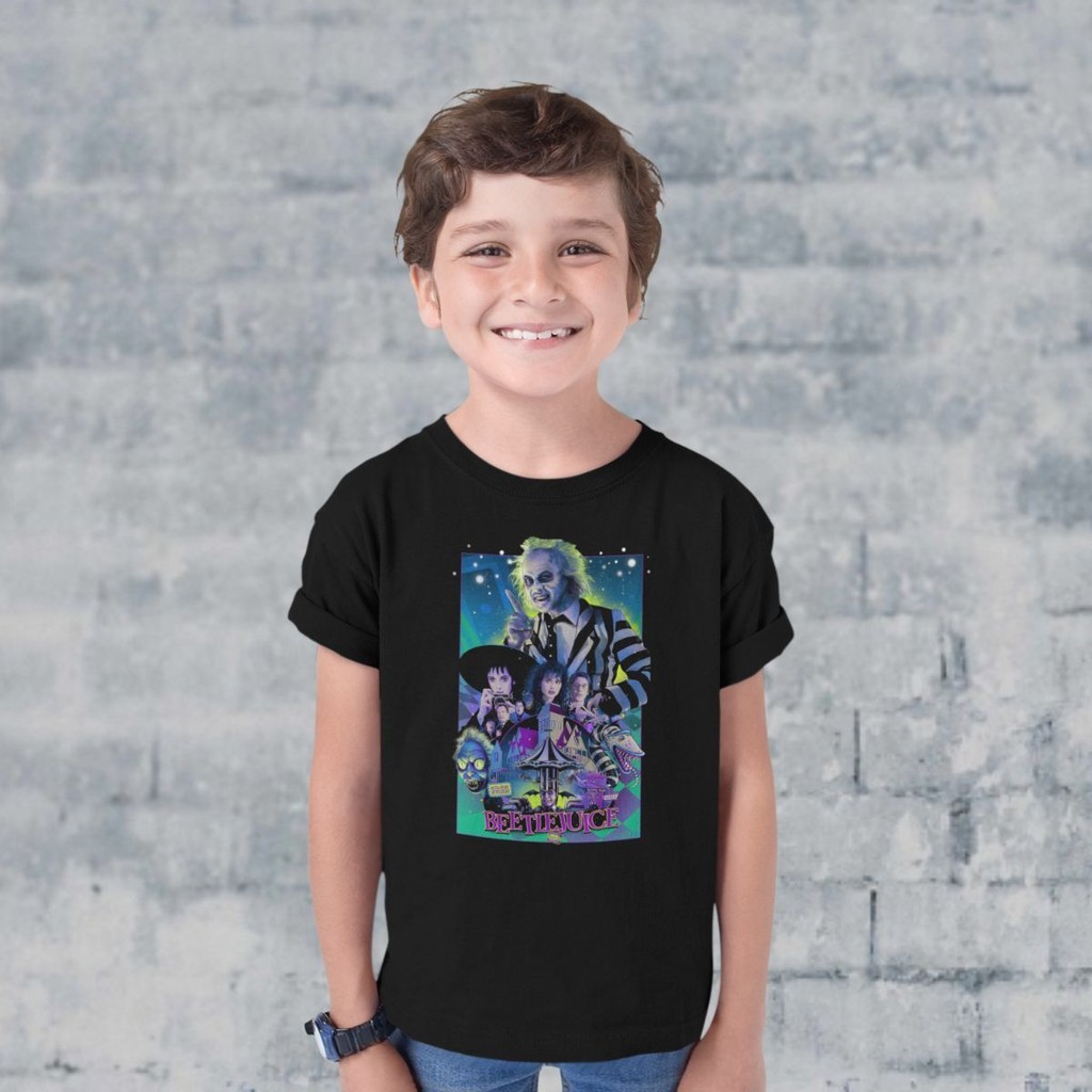 Camiseta Infantil Cinema Beetlejuice Fantasmas Se Divertem Terror Comedia CRIANÇA FELIZ ENVIO IMEDIATO
