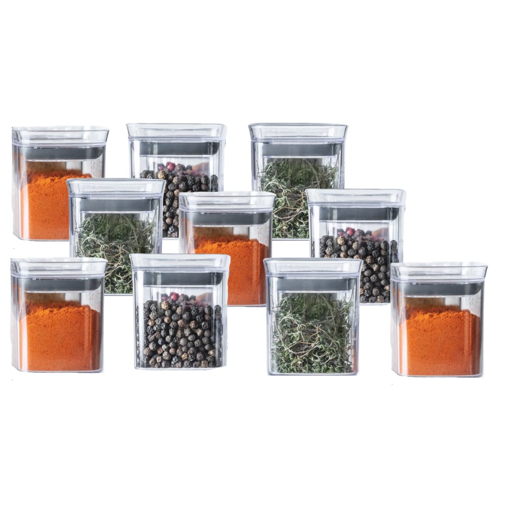 Kit 10 Pote Acrílico C/ Tampa Hermética 150ml Condimento Tempero Organizador Armazenamento