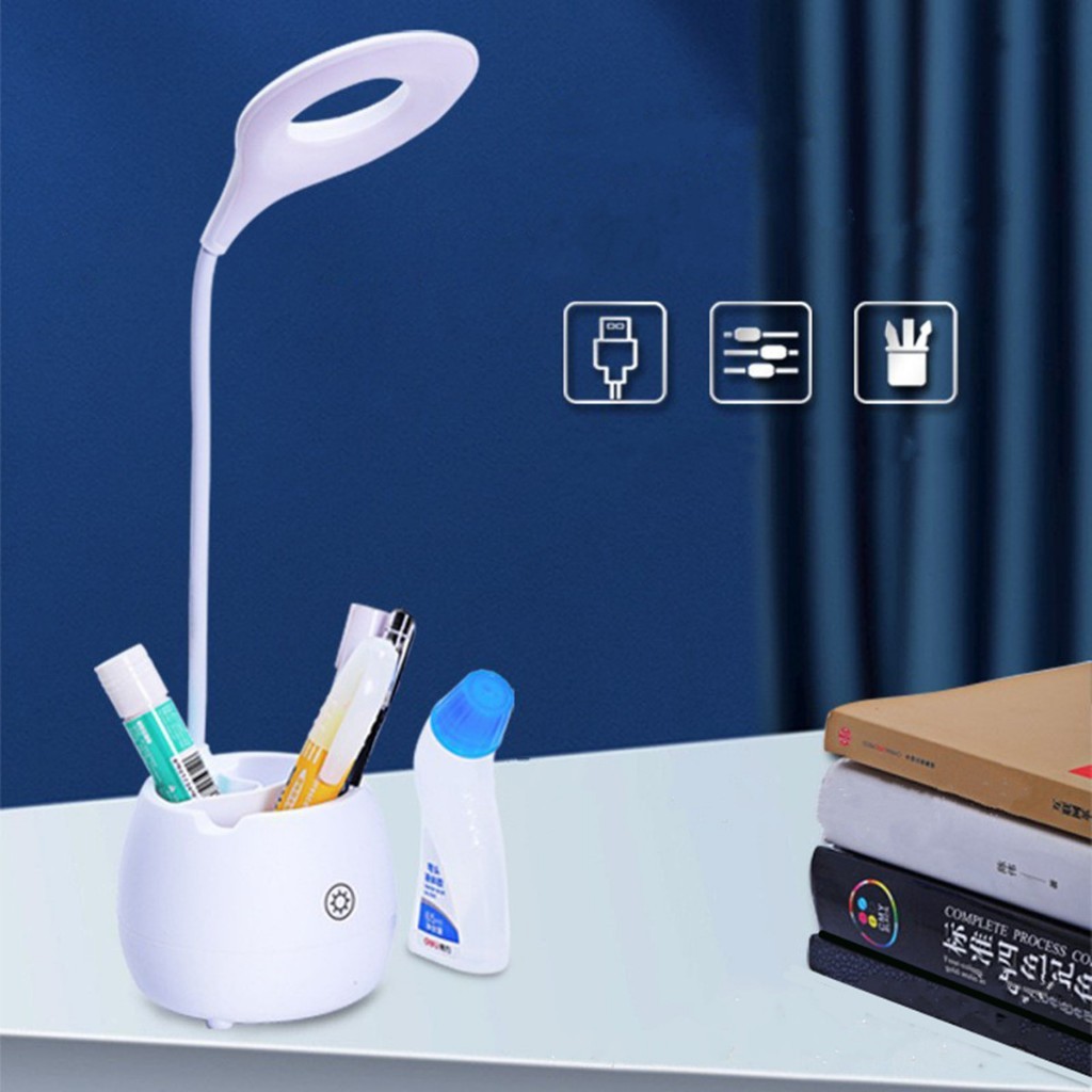 Luminária Abajur de Mesa LED Luz Recarregável Touch Haste Flexível Lâmpada De Estudo Sem Fio
