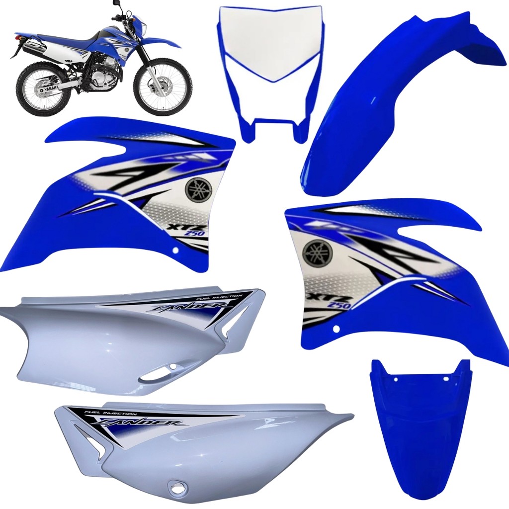 Kit Carenagem Xtz Lander 250 2011 Azul Adesivado