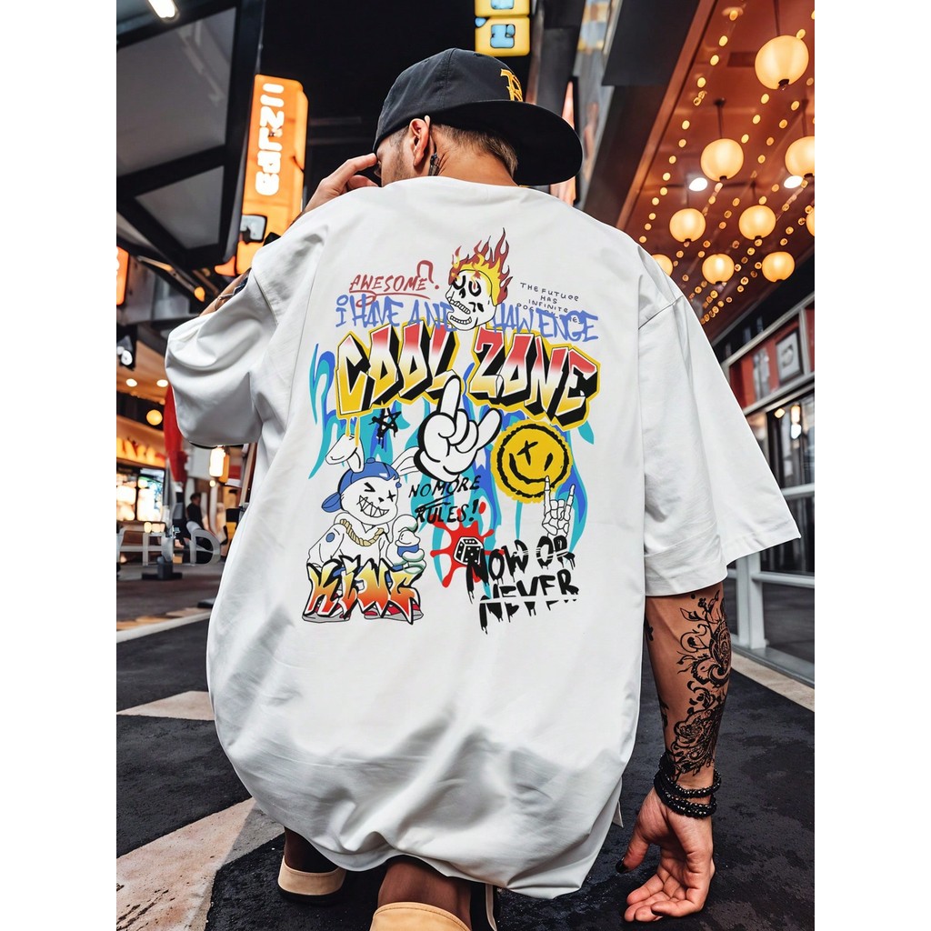 Camiseta Oversized Plus Size Feminina Masculina Camisa   Streetwear Estampada Urso Anjo Call Zone REF 7002 VEST
