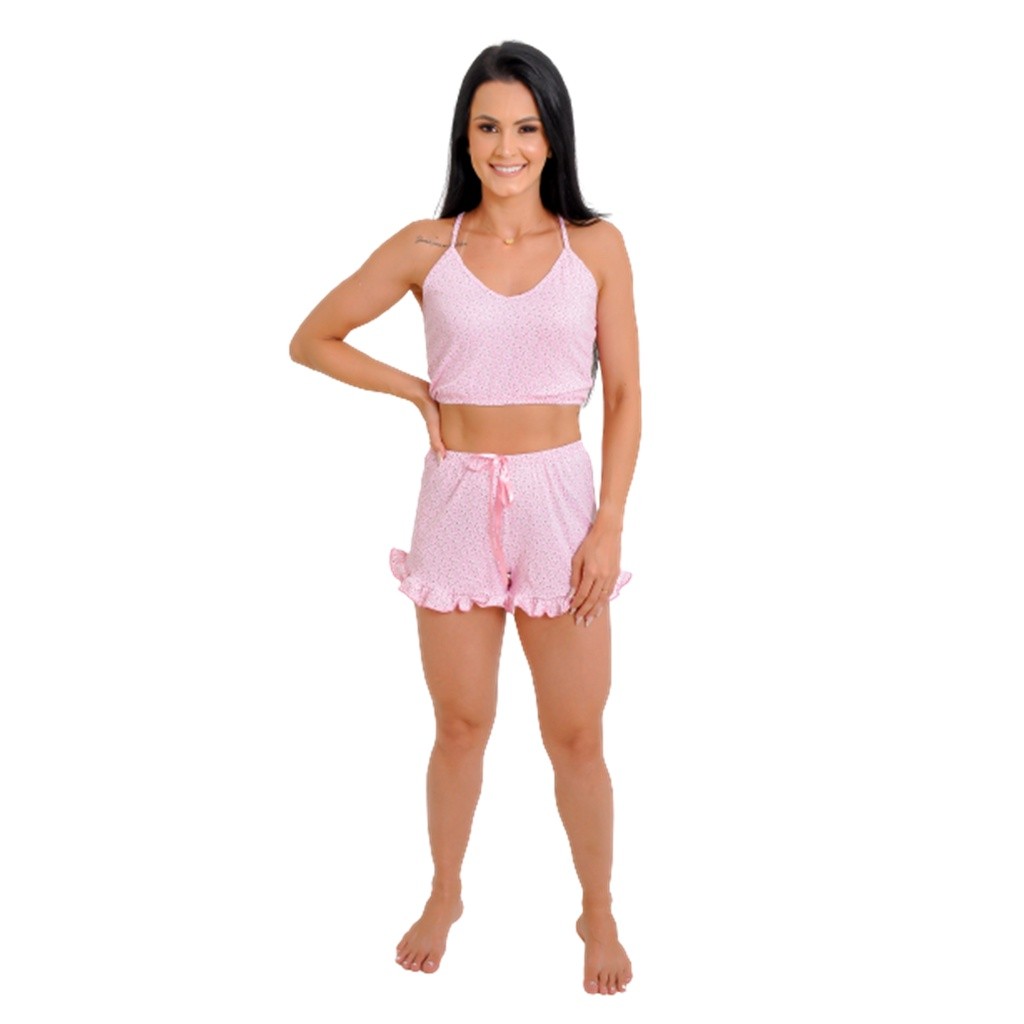 Baby Doll Short Doll Pijama Confortável Sued Verão