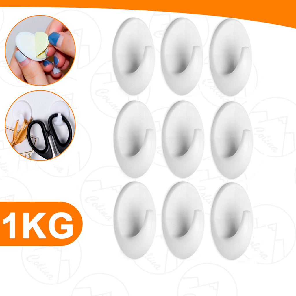 Kit 1 a 9 Und Ganchos Ovais De Parede Adesivo Plástico Toalha Cozinha Banheiro