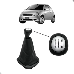 Jogo 2 Coifas De Cambio Manopla Ford Ka 1996 1997 1998 1999 2000 Preto Tampa Prata