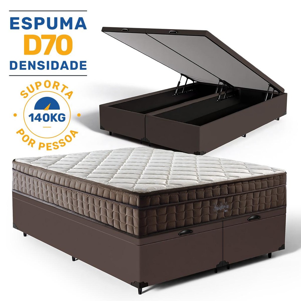 Cama Box Baú com Colchão de Espuma D70 Pillow In Ultra Dream Anjos Queen 158cm em Oferta na Shopee