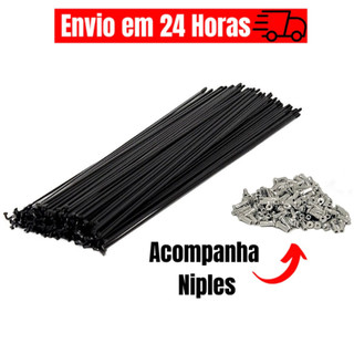 Raio Preto 2.0 x 288  2.0 Fina com Niple Para Aro 29 - Kit 36 - 72 - 144 Grosa Fechada