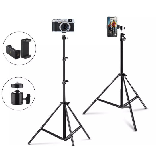Tripé  2,1m Encaixe 1/4 + Ball Head studio luminação suporte celular