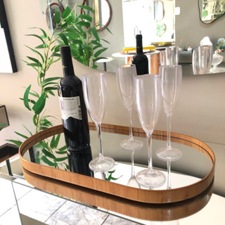 Bandeja Espelhada Decorativa Mesa Bar Aparado 50x30cm Oval em Oferta na Shopee