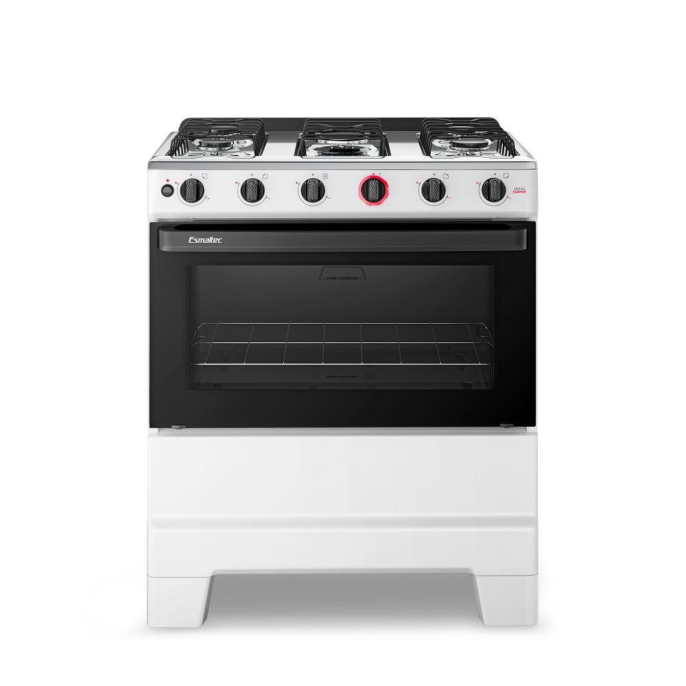 Fogão Esmaltec 5 Bocas Ideal Super Mesa de Aço Inox Branco F5IAB - Bivolt em Oferta na Shopee