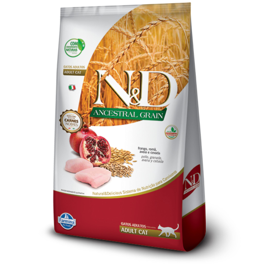 Ração N&D Ancestral Grain para gatos adultos frango e romã 7,5kg - Pets