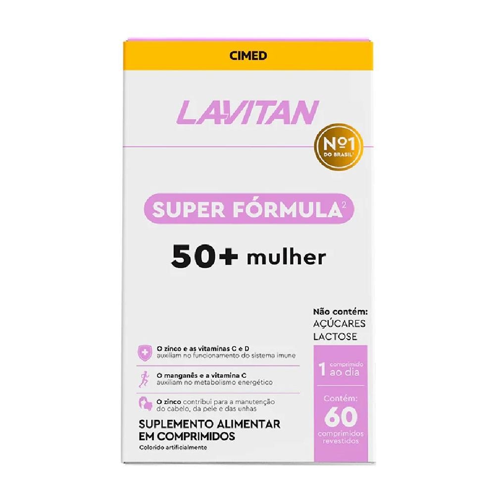 Suplemento Alimentar Lavitan Super Fórmula 50+ Mulher 60 Comprimidos Revestidos em Oferta na Shopee