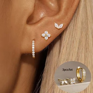 3 Pçs Banhado A Ouro Círculo Brincos De Argola Conjunto Para Mulheres Simples Zircão Flor Brinco Cartilagem Piercing Jói em Oferta na Shopee