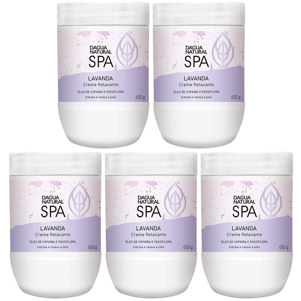 Kit 5 Potes Creme Relaxante Dagua Natural Spa Lavanda Óleo de Copaíba e Passiflora 650g Hidratante