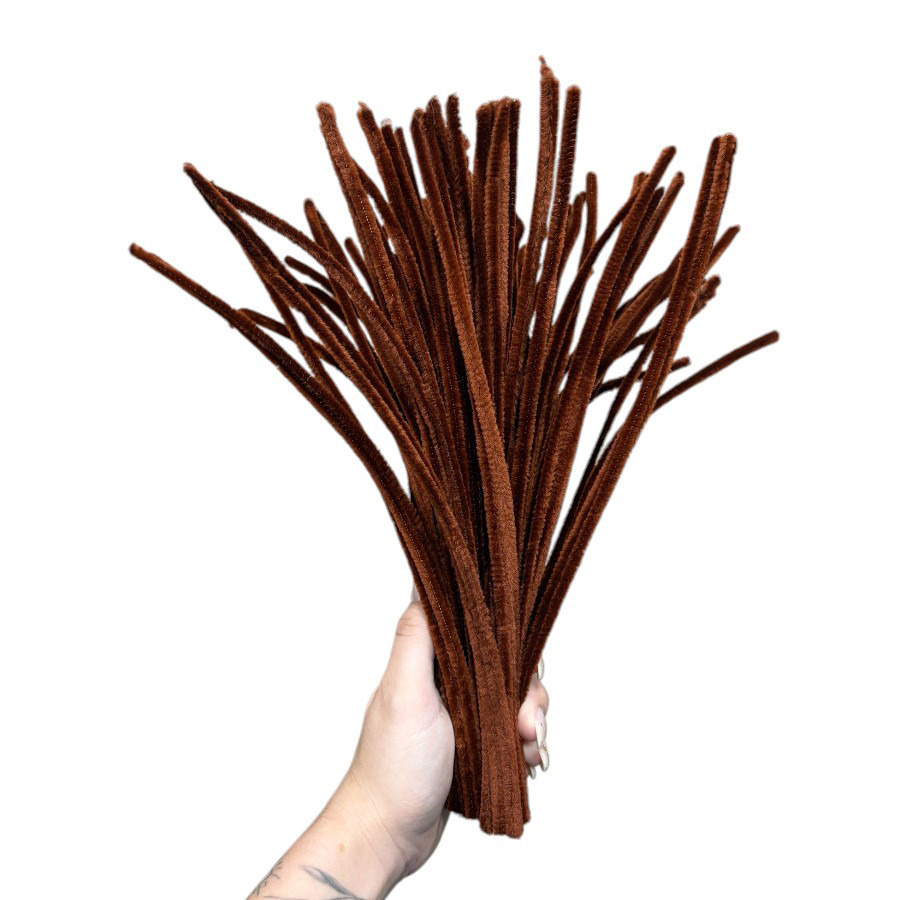 Kit 300 Haste de Chenille Marrom 30cm - Home & Living