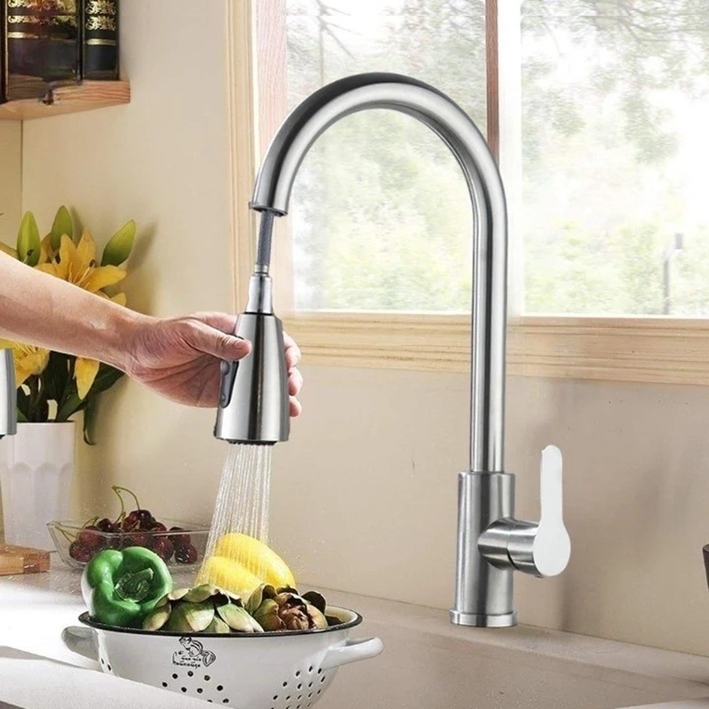 Torneira Gourmet Bancada c/ Extensor Flexível Misturador Monocomando Cozinha  Ducha Spray