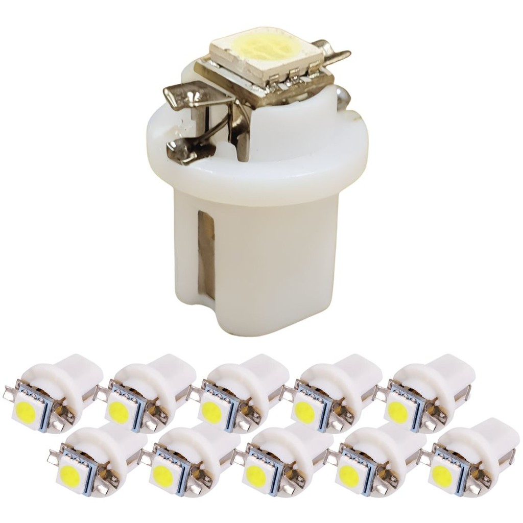 KIT 10 LAMPADA T5 B8.5 D 1 LED BRANCO 12V