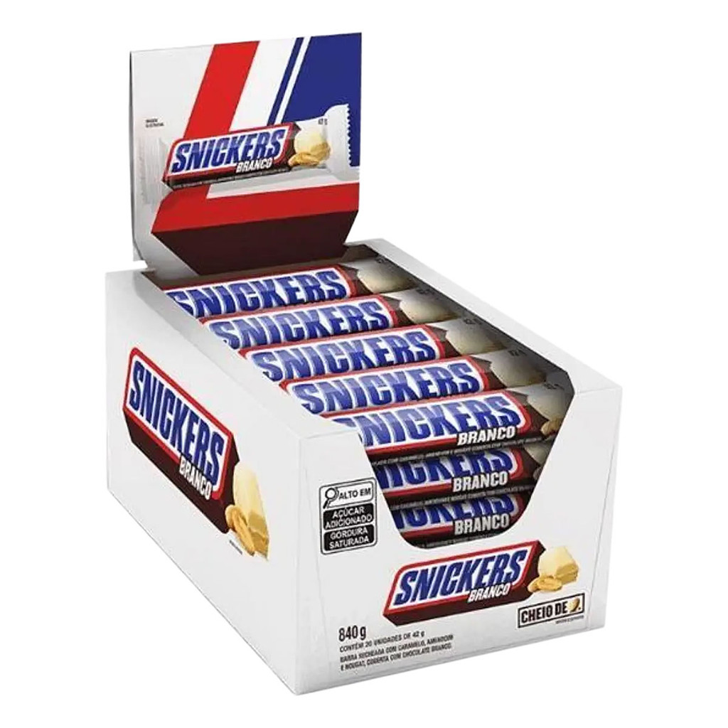 Display Chocolate Snickers Branco com 20 unidades 42g
